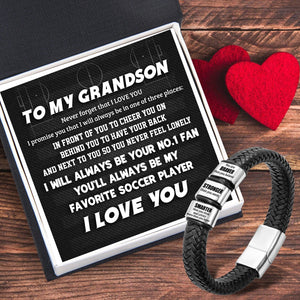 Leather Bracelet - Soccer - To My Grandson - I Will Always Be Your No.1 Fan - Gbzl22027