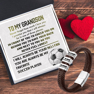 Leather Bracelet - Soccer - To My Grandson - Never Forget How Much I Love You - Gbzl22023