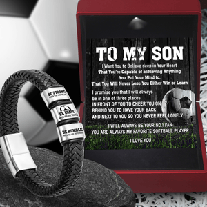 Leather Bracelet - Soccer - To My Son - I Want You To Believe Deep In Your Heart - Gbzl16047