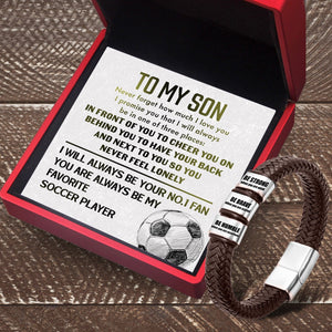 Leather Bracelet - Soccer - To My Son - Never Forget How Much I Love You - Gbzl16057