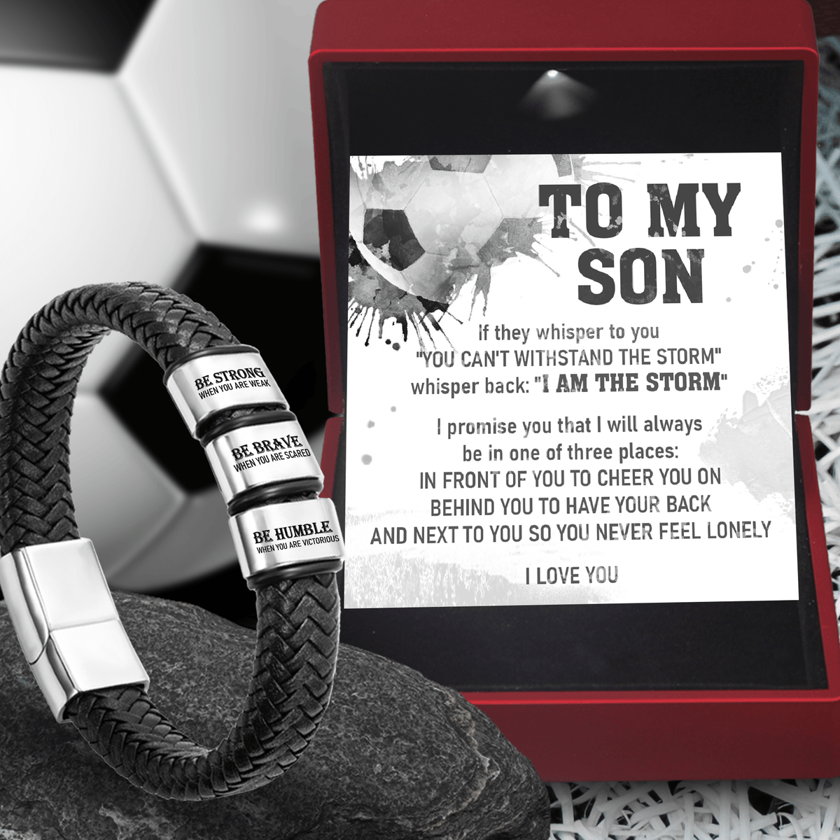 Leather Bracelet - Soccer - To My Son - You Can't Withstand The Storm - Gbzl16049