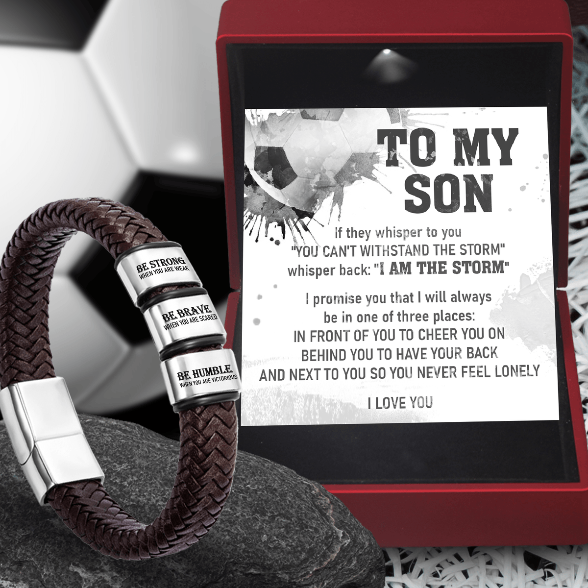 Leather Bracelet - Soccer - To My Son - You Can't Withstand The Storm - Gbzl16049