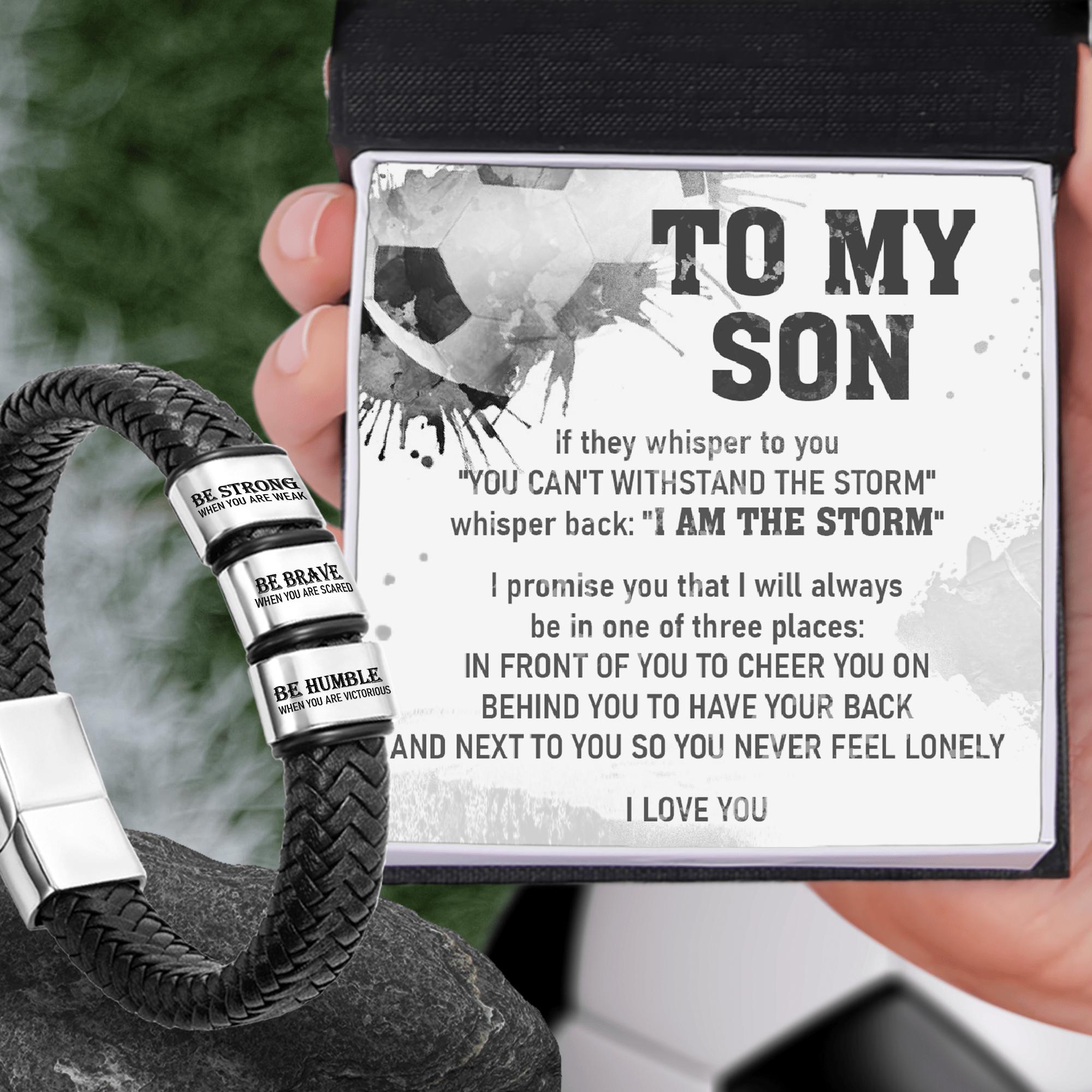 Leather Bracelet - Soccer - To My Son - You Can't Withstand The Storm - Gbzl16049