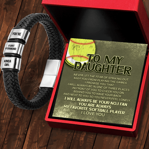 Leather Bracelet - Softball - To My Daughter - I Will Always Be Your No.1 Fan - Gbzl17001