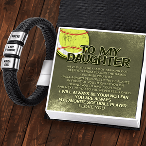 Leather Bracelet - Softball - To My Daughter - I Will Always Be Your No.1 Fan - Gbzl17001