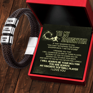 Leather Bracelet - Softball - To My Daughter - I Will Always Be Your No.1 Fan - Gbzl17004