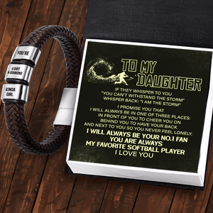 Leather Bracelet - Softball - To My Daughter - I Will Always Be Your No.1 Fan - Gbzl17004