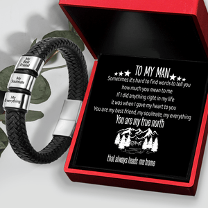 Leather Bracelet - Travel - To My Man - You Are My True North - Gbzl26052