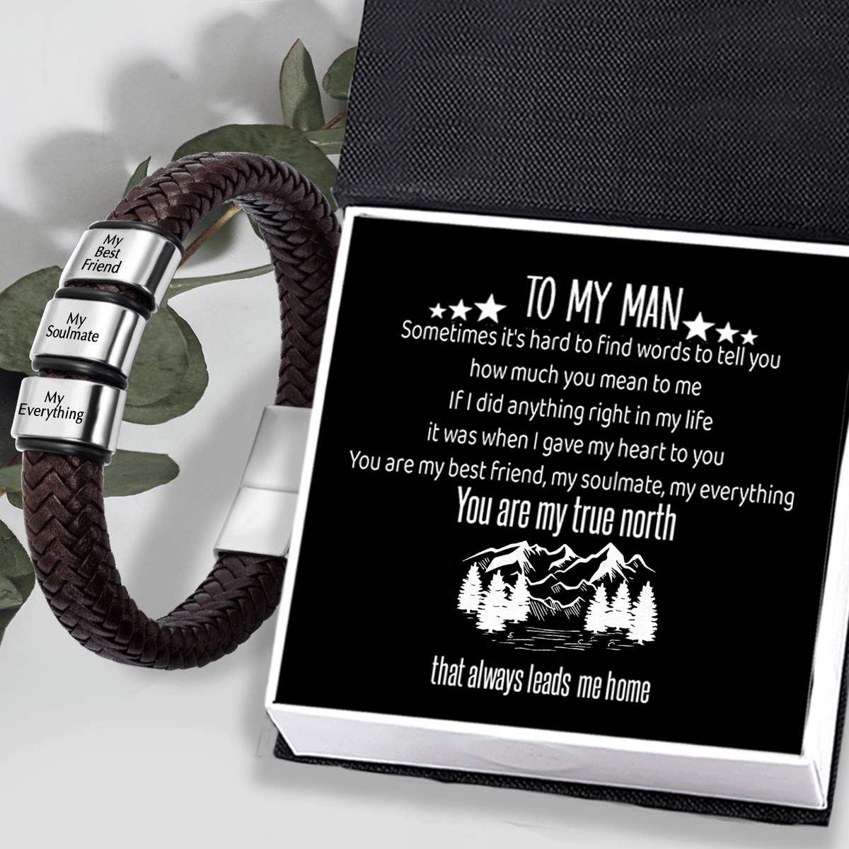 Leather Bracelet - Travel - To My Man - You Are My True North - Gbzl26052