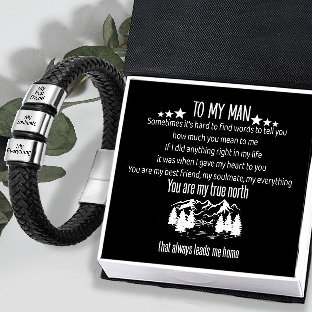 Leather Bracelet - Travel - To My Man - You Are My True North - Gbzl26052