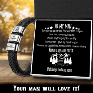 Leather Bracelet - Travel - To My Man - You Are My True North - Gbzl26052