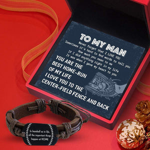 Leather Cord Bracelet - Baseball - To My Man - When I Gave My Heart To You - Gbr26012