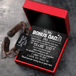 Leather Cord Bracelet - Biker - To My Bonus Dad - I Love You Dad...i Do - Gbr18009