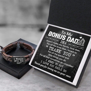 Leather Cord Bracelet - Biker - To My Bonus Dad - I Love You Dad...i Do - Gbr18009