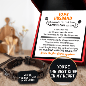 Leather Cord Bracelet - Cooking - To My Husband - You’re The Best Chef In My Heart - Gbr14009