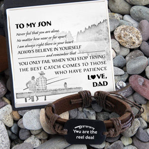 Leather Cord Bracelet - Fishing - To My Son - Believe In Yourself - Gbr16003