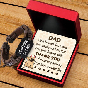 Leather Cord Bracelet - Pug - To My Dad I Am Your Favorite Child - Gbr18015