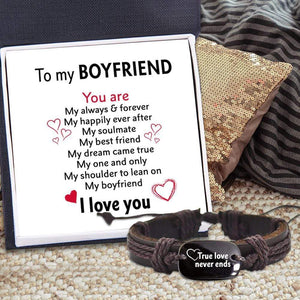 Leather Cord Bracelet - To My Boyfriend - I Love You - Gbr12006