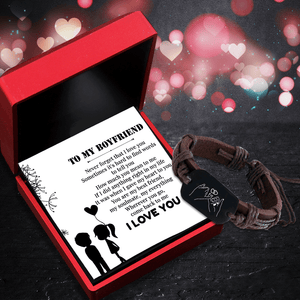 Leather Cord Bracelet - To My Boyfriend - Never Forget That I Love You - Gbr12004