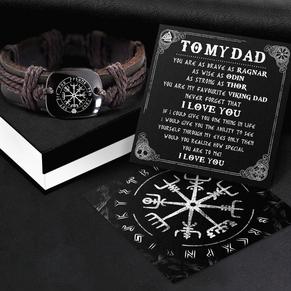 Leather Cord Bracelet - To My Dad - You Are My Favourite Viking Dad - Gbr18003