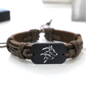 Leather Cord Bracelet - Wolf - To My Mate - May My Heart Be Your Shelter - Gbr13008