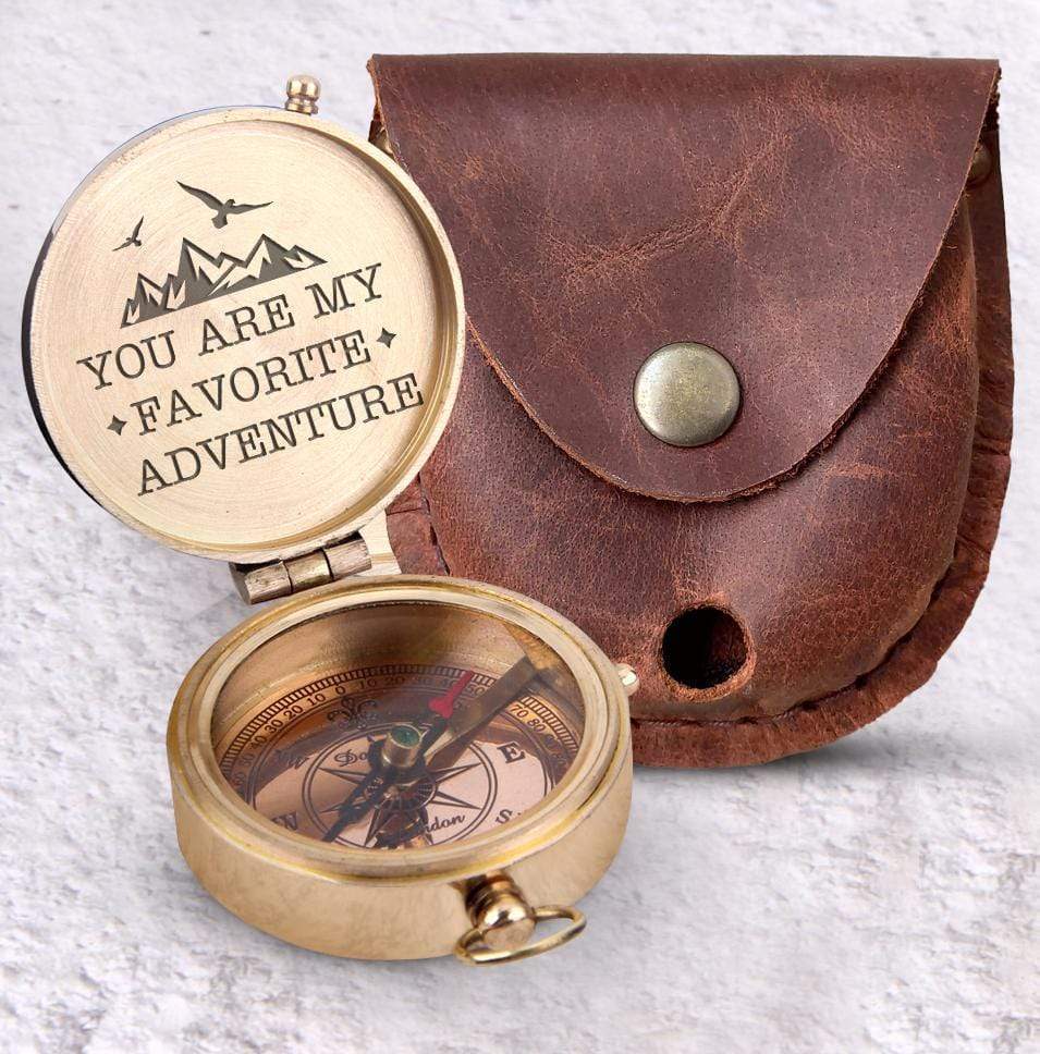 Leather Cover For Engraved Compass - You Are My Favorite Adventure - Gpb26046