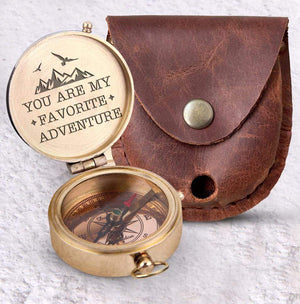 Leather Cover For Engraved Compass - You Are My Favorite Adventure - Gpb26046