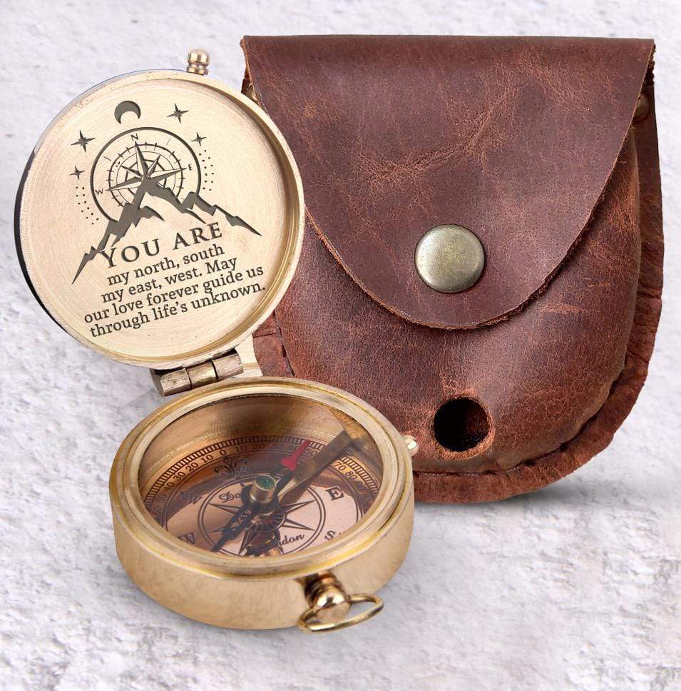 Leather Cover For Engraved Compass - You Are My North, South, My East, West - Gpb26054
