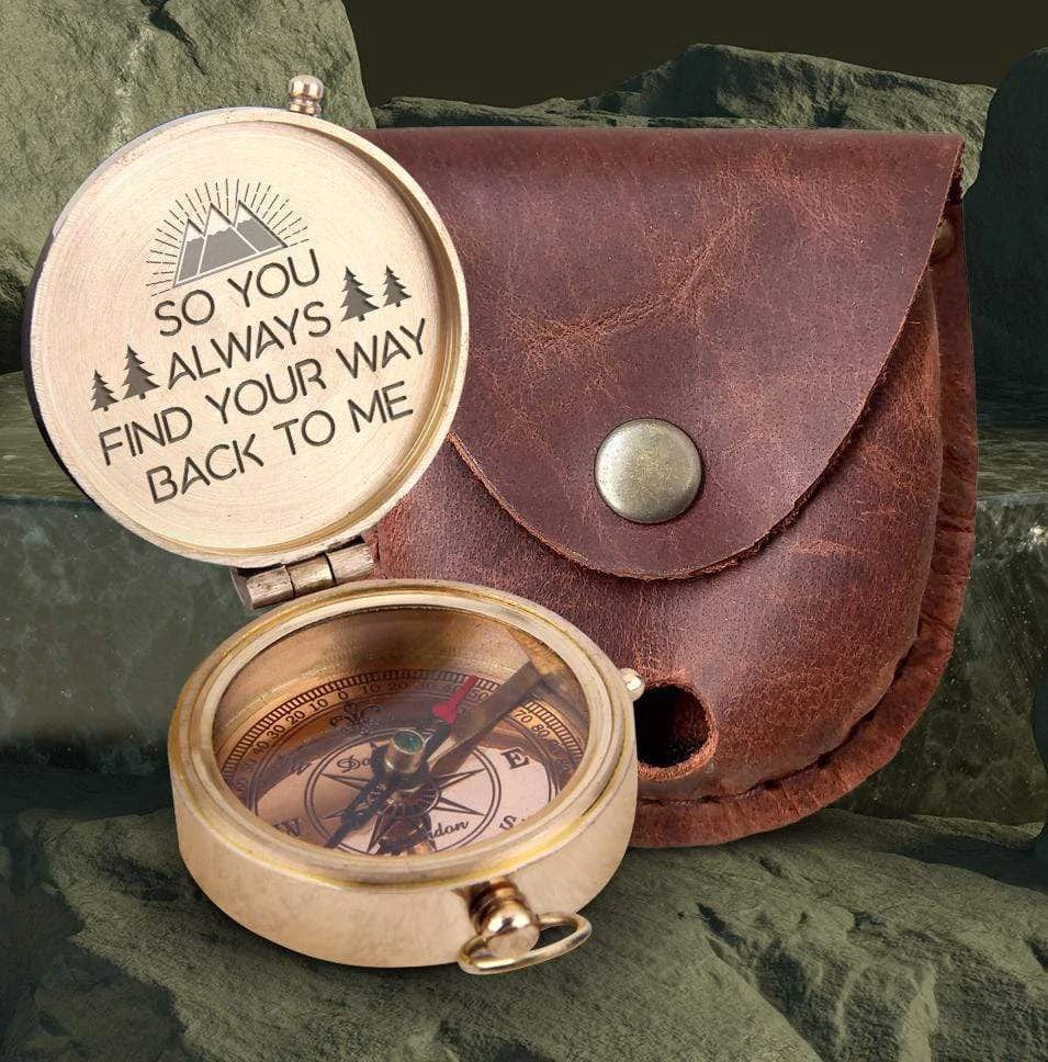 Leather Cover For Personalized Engraved Compass - So You Always Find Your Way Back To Me - Gpb26045
