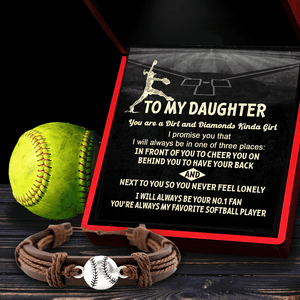 Leather Softball Charm Bracelet - Softball - To My Daughter - You Are Always My  Favorite Softball Player- Gbzn17005