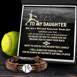 Leather Softball Charm Bracelet - Softball - To My Daughter - You Are Always My  Favorite Softball Player- Gbzn17005