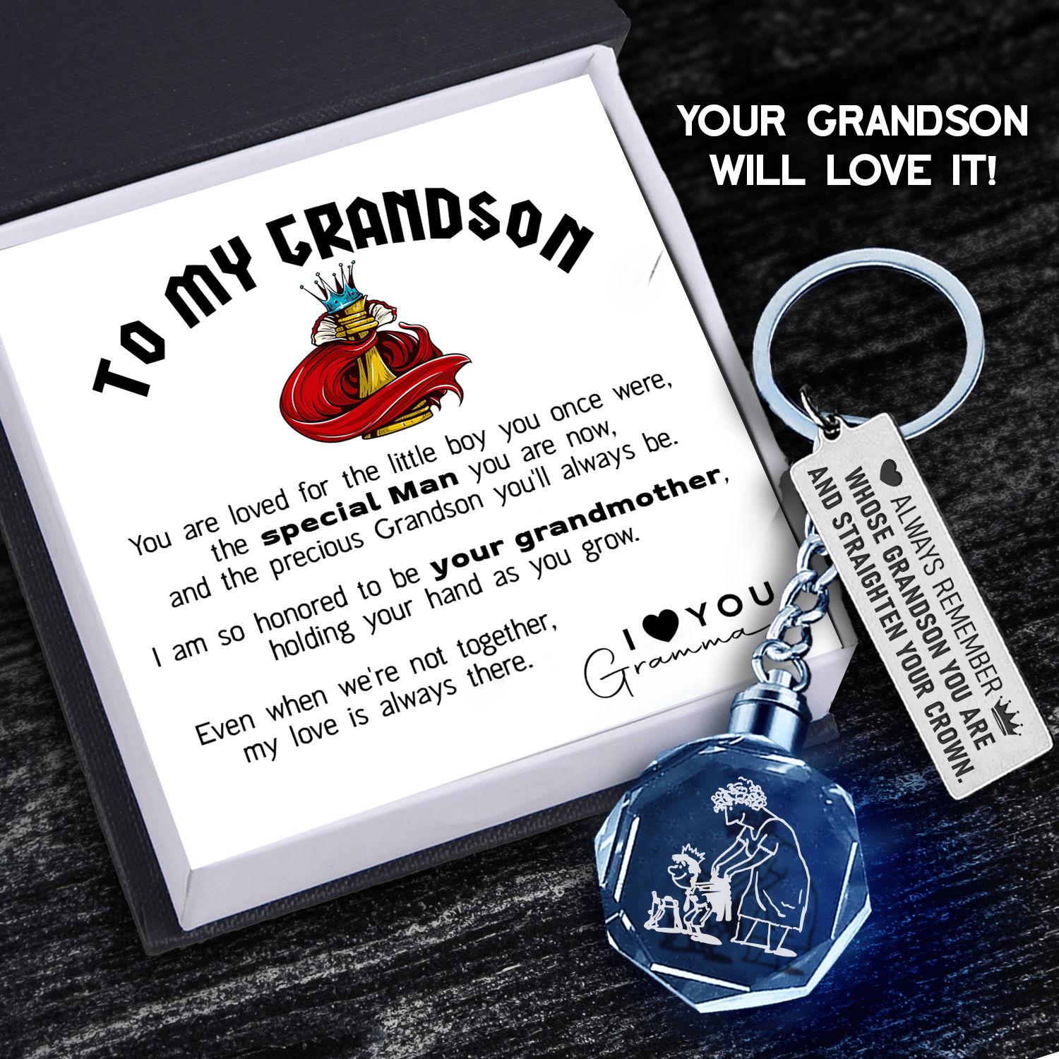 Led Light Keychain - Family - To My Grandson - Even When We're Not Together, My Love Is Always There - Gkwl22004