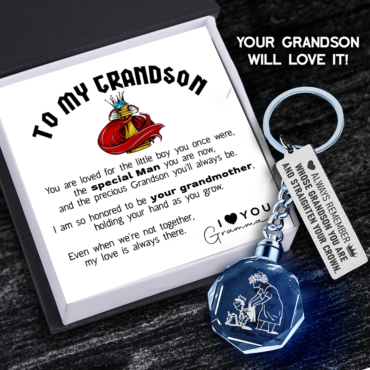 Led Light Keychain - Family - To My Grandson - Even When We're Not Together, My Love Is Always There - Gkwl22004
