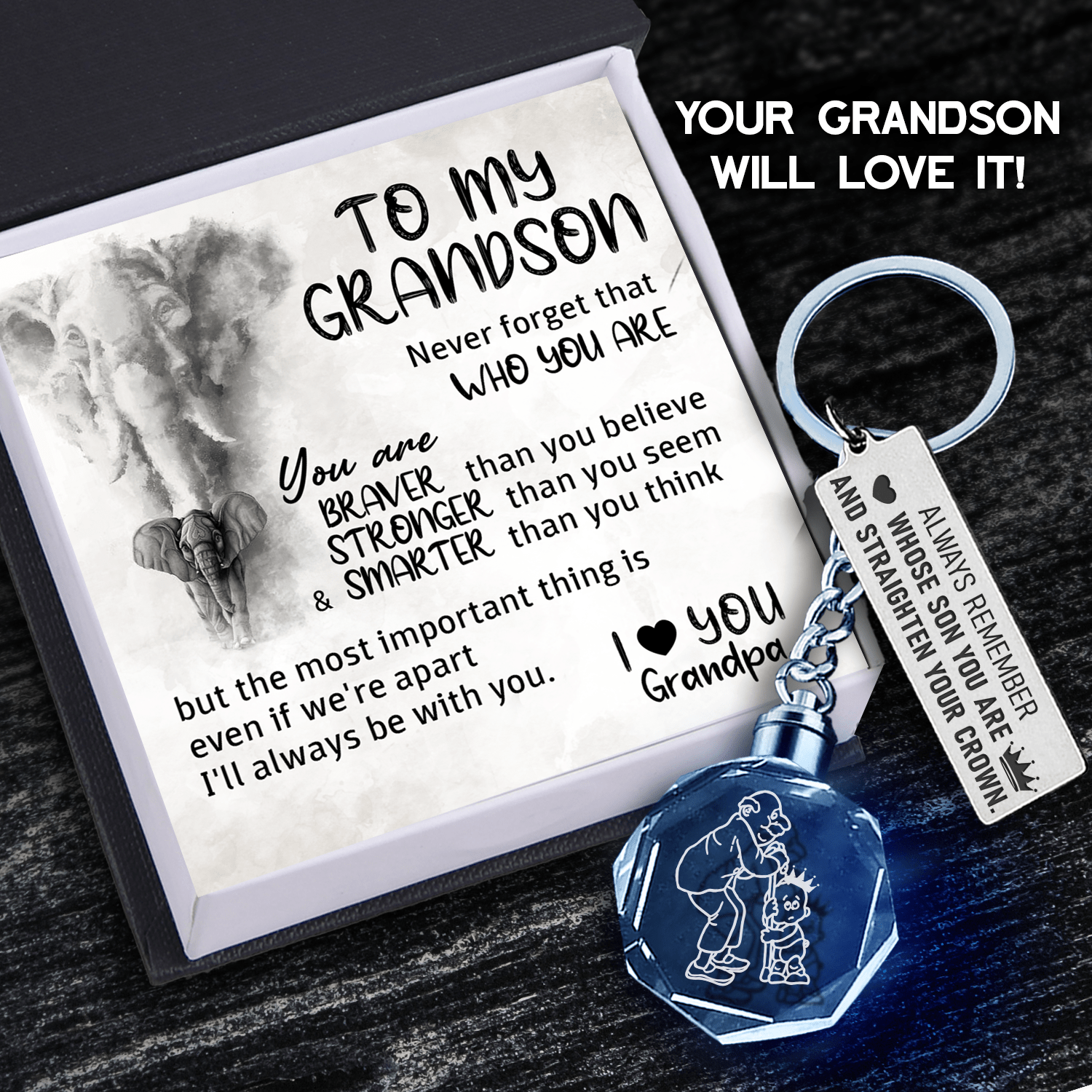 To My Grandson - Just Do Your Best - Inspirational Keychain – Voowow