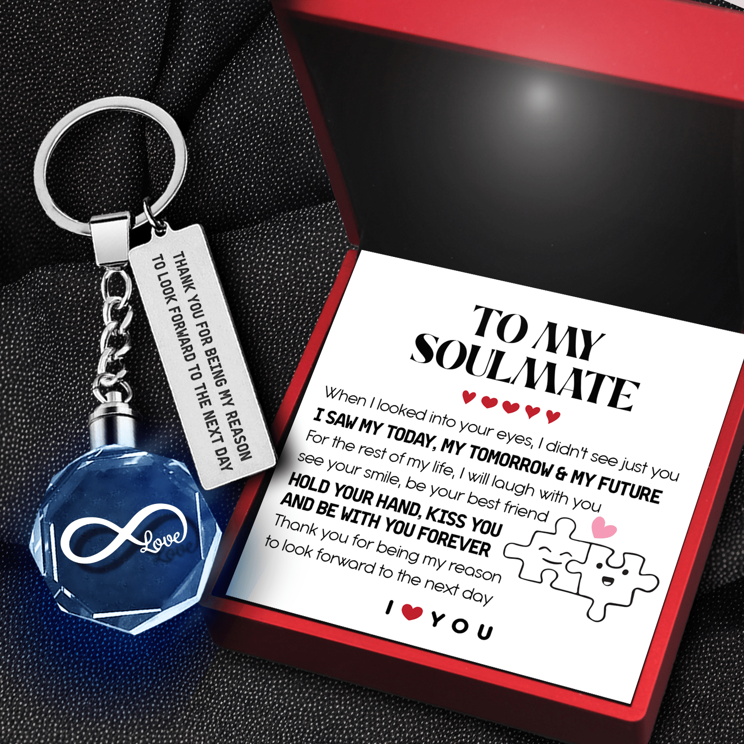 Led Light Keychain - Family - To My Soulmate - Hold Your Hand Forever - Gkwl13003