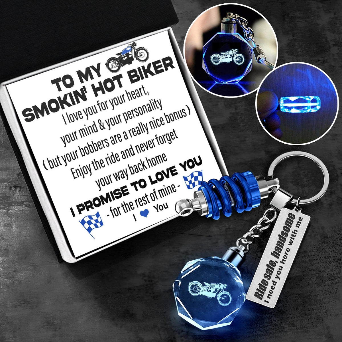 Led Light Motorrad Keychain - Biker - To My Man - I Love You - Gkwh26002