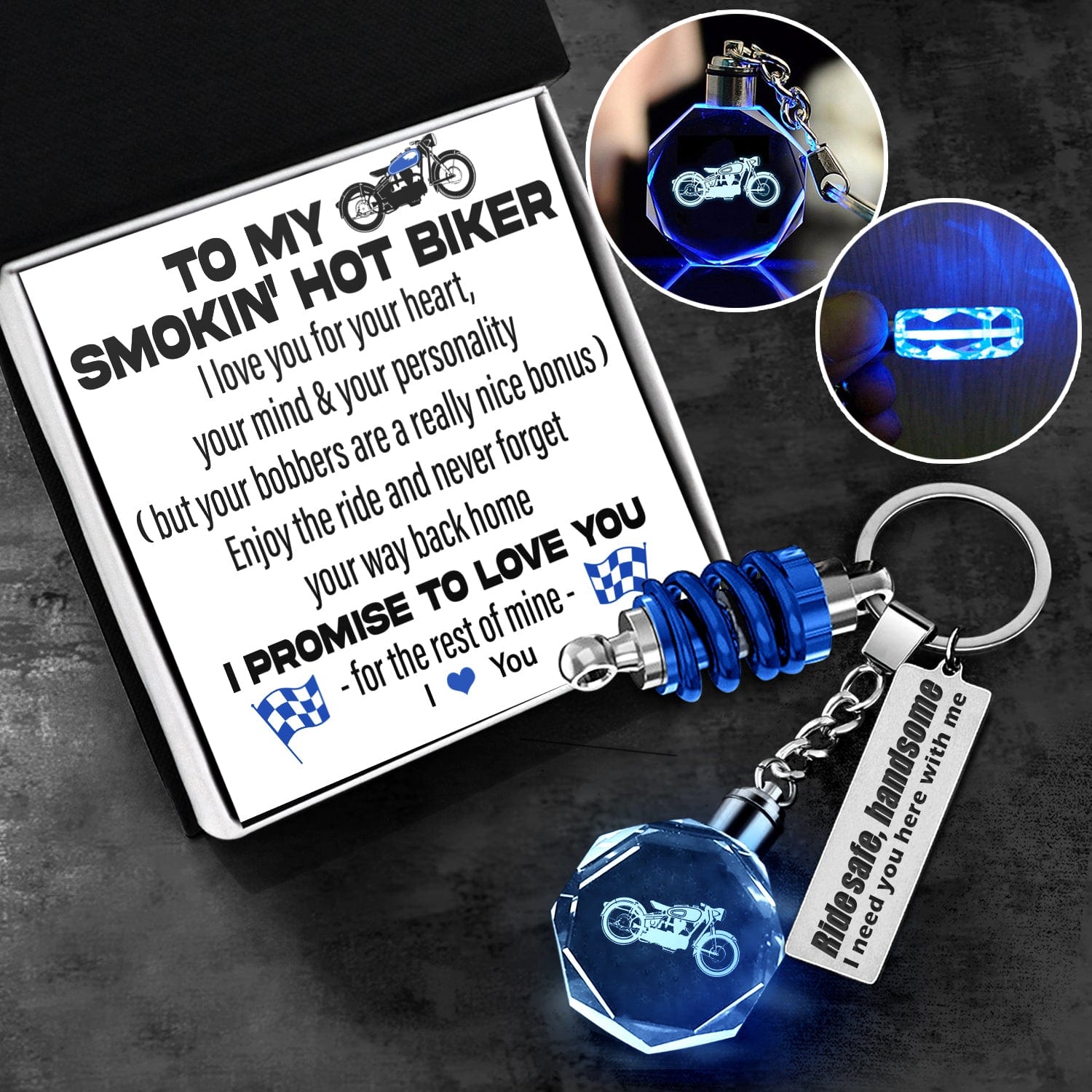 Led Light Motorrad Keychain - Biker - To My Man - I Love You - Gkwh26002