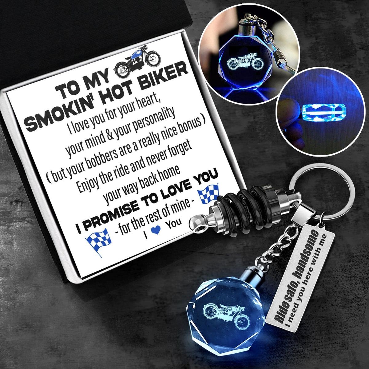 Led Light Motorrad Keychain - Biker - To My Man - I Love You - Gkwh26002