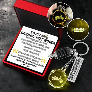 Led Light Scrambler Keychain - Biker - To My Man - I Love You - Gkwi26002