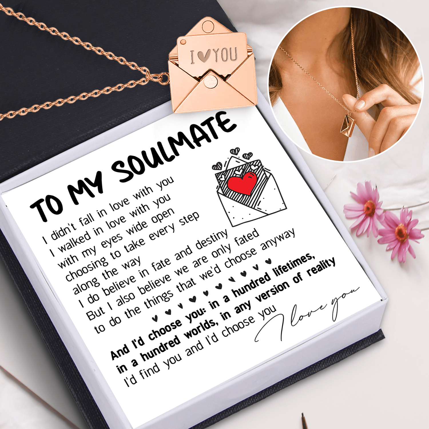Love Letter Necklace - Family - To My Soulmate - I Love You - Gnny13005