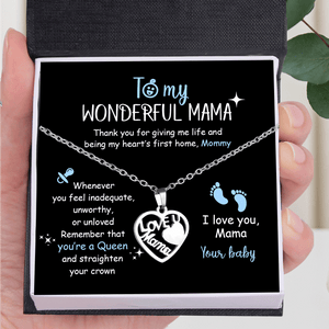 Love Mama Heart Necklace - Family - To My Wonderful Mama - Thank You For Giving Me Life - Gnoj19003