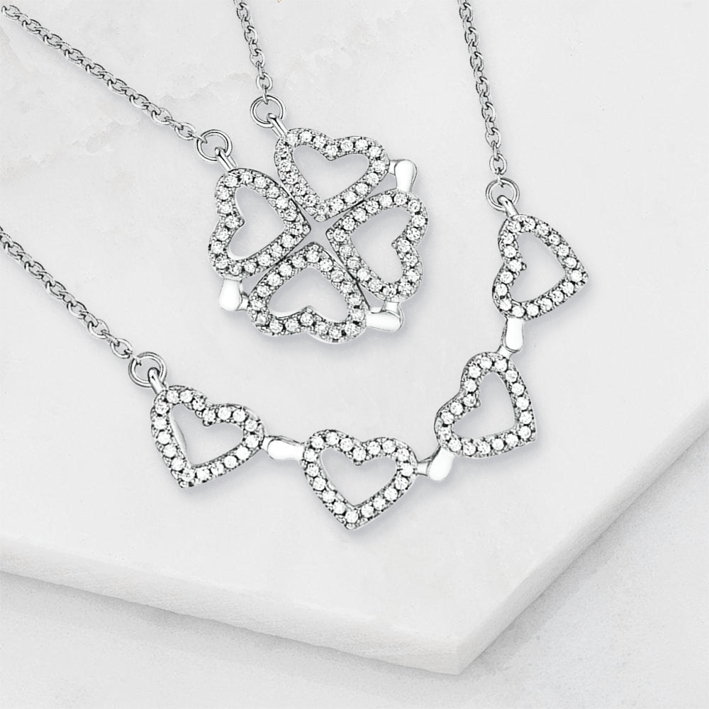 New Fashion Magnetic Folding Heart Necklace Women's Trend Temperament Cute  Good Luck Heart Clover Pendant Jewelry Gift - AliExpress