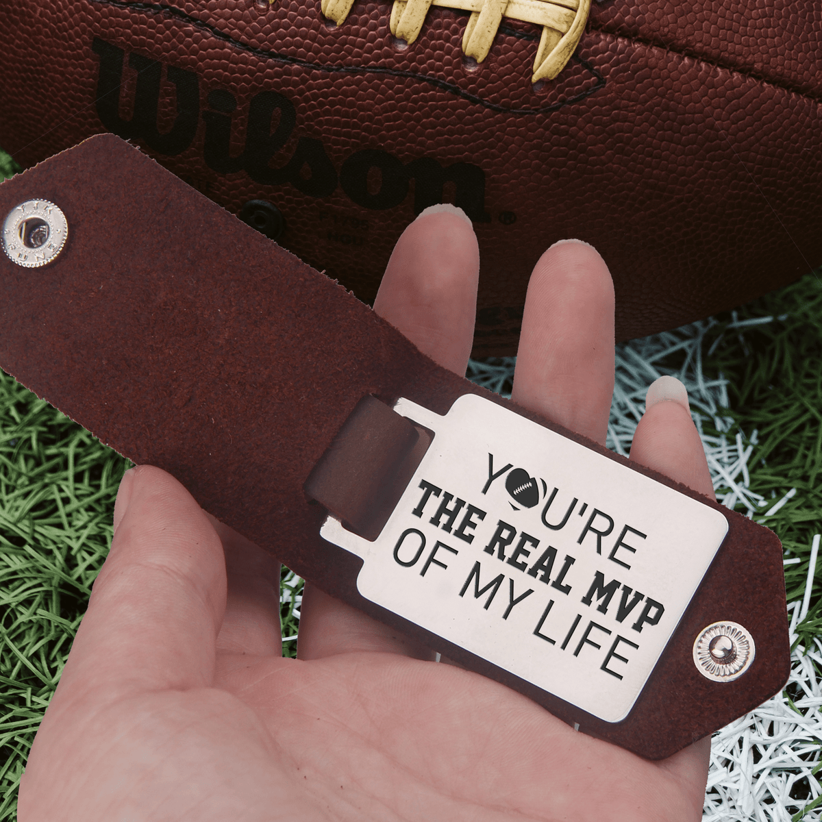 Message Leather Keychain - American Football - To My Boyfriend - Never Forget That I Love You - Gkeq12003