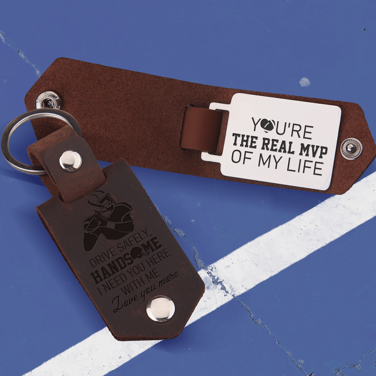 Message Leather Keychain - American Football - To My Boyfriend - Never Forget That I Love You - Gkeq12003