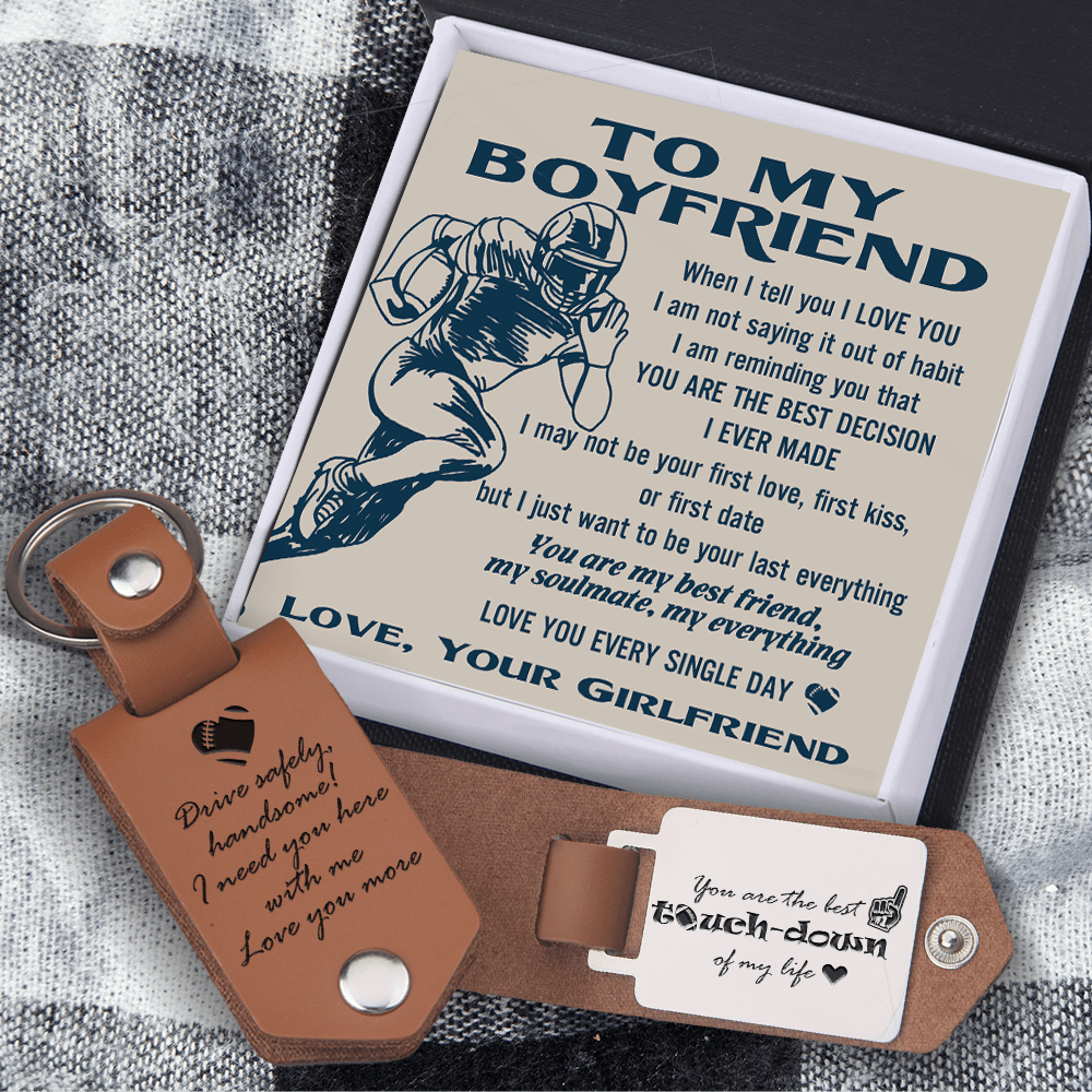 Message Leather Keychain - American Football - To My Boyfriend - You Are My Best Friend, My Soulmate, My Everything - Gkeq12002