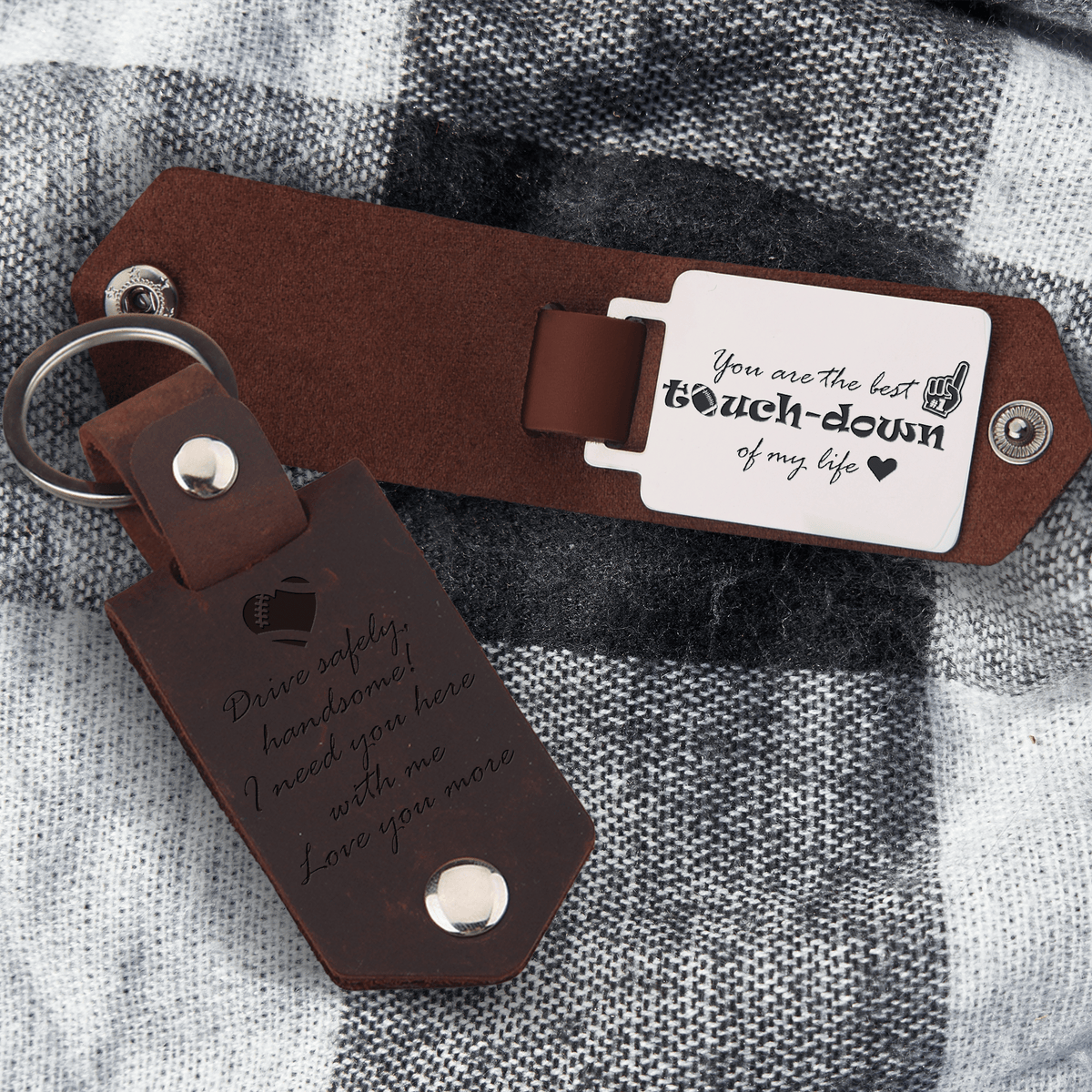 Message Leather Keychain - American Football - To My Boyfriend - You Are My Best Friend, My Soulmate, My Everything - Gkeq12002
