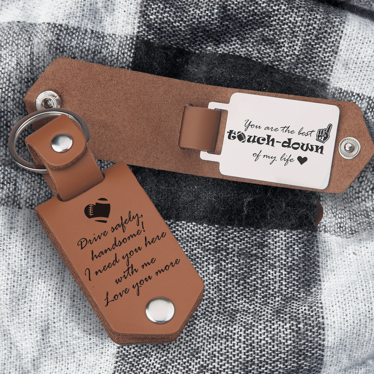 Message Leather Keychain - American Football - To My Boyfriend - You Are My Best Friend, My Soulmate, My Everything - Gkeq12002