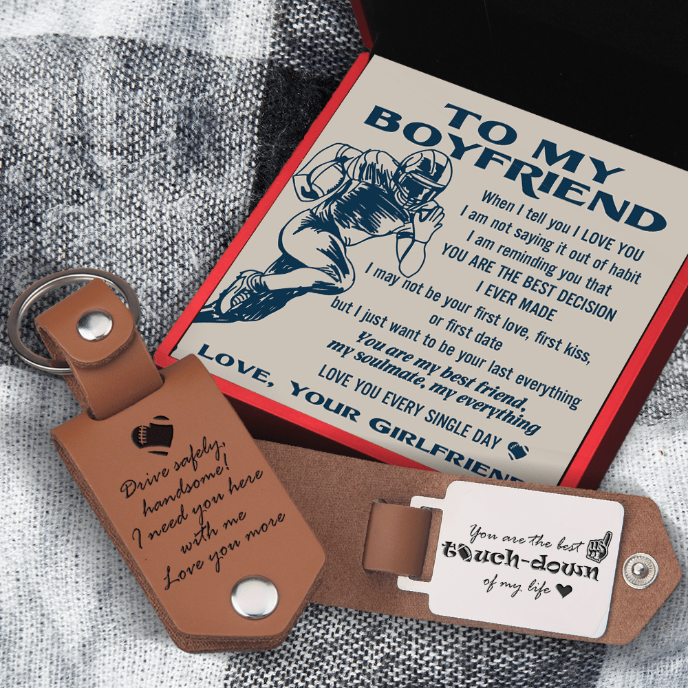 Message Leather Keychain - American Football - To My Boyfriend - You Are My Best Friend, My Soulmate, My Everything - Gkeq12002