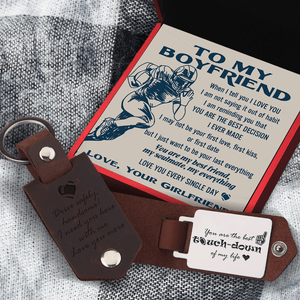 Message Leather Keychain - American Football - To My Boyfriend - You Are My Best Friend, My Soulmate, My Everything - Gkeq12002