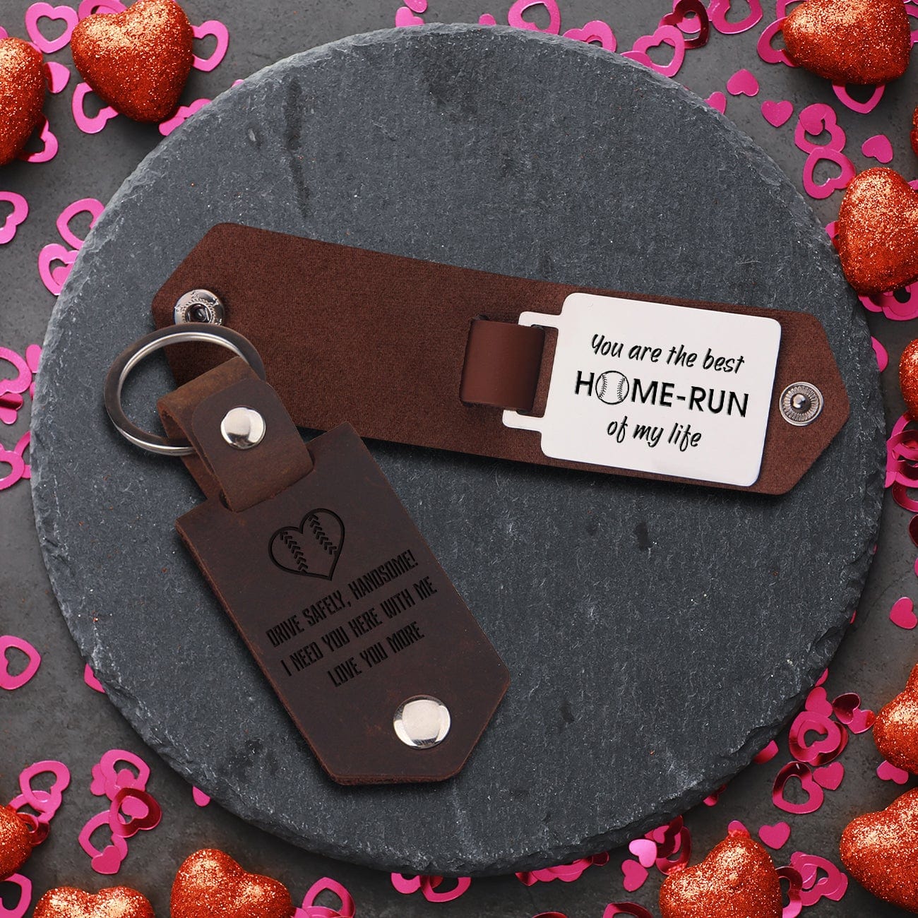 Message Leather Keychain - Baseball - To My Man - Never Forget That I Love You - Gkeq26003
